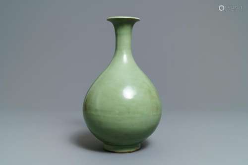 A Chinese Longquan celadon yuhuchunping vase, Yuan