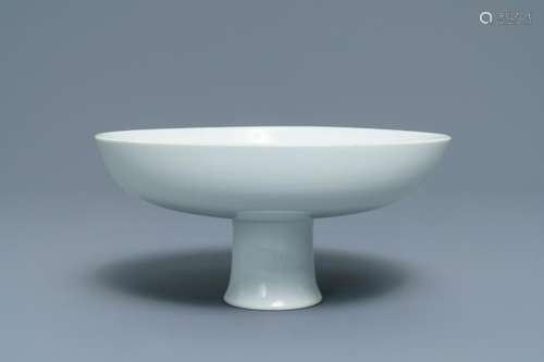 An imperial Chinese monochrome white stem cup, Qianlong