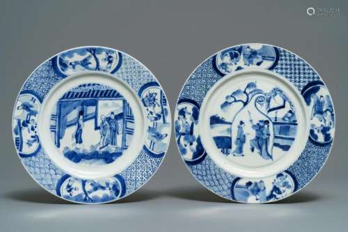 Two Chinese blue and white 'Romance of the Western