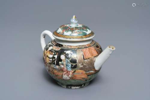A Chinese famille rose teapot with circular design