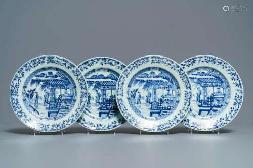 Four Chinese blue and white 'Romance of the Western
