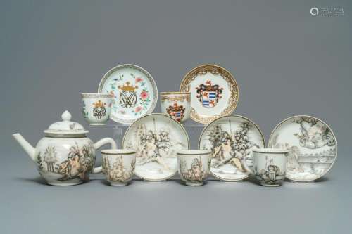 A collection of Chinese famille rose and grisaille tea