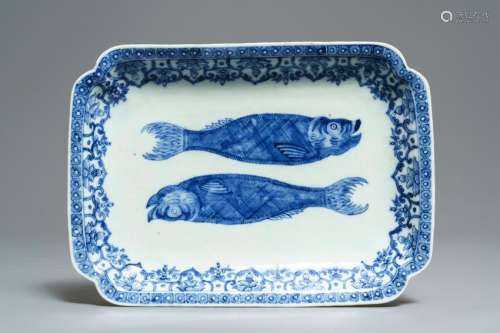 A Chinese blue and white 'double herring' dish for the