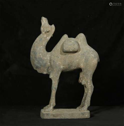 ANTIQUE STONE CARVED CAMEL FIGURE