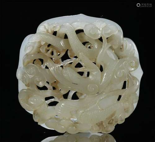 RARE JADE CARVED BELT BUCKLE, PROBABLY LIAO DYNASTY