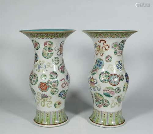 19THC PAIR FAMILLE ROSE VASES