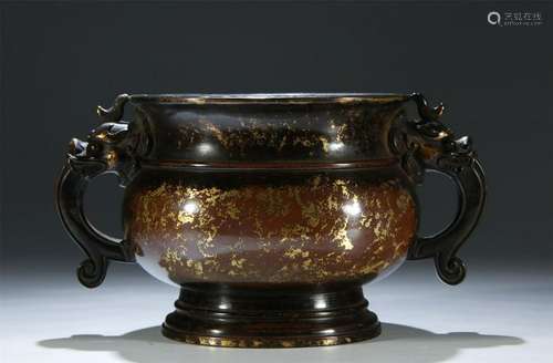 A NICE GOLD SPLASHED BRONZE CENSER