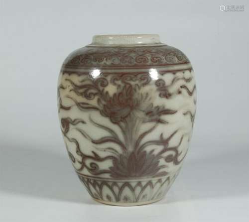 A NICE UNDERGLAZED RED GINGER JAR