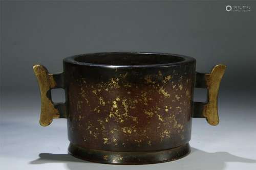 A LOVELY GOLD SPLASHED BRONZE CENSER