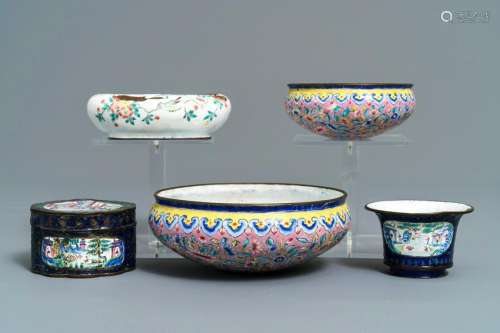 A collection of various Chinese Canton enamel wares,