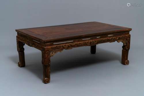 A low Chinese rectangular wooden table, kangzhuo, Ming