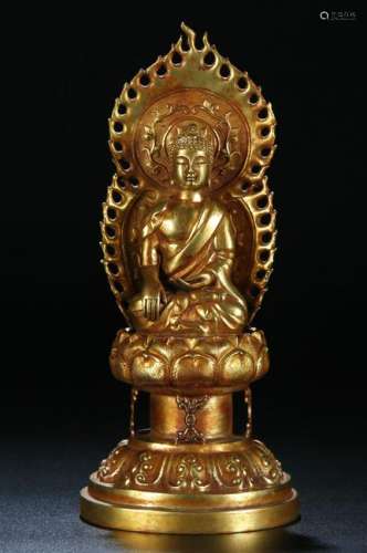 A NICE GILT BRONZE SAKYAMUNI FIGUER