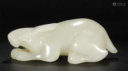 A LOVELY WHITE JADE CARVING OF A RABBIT