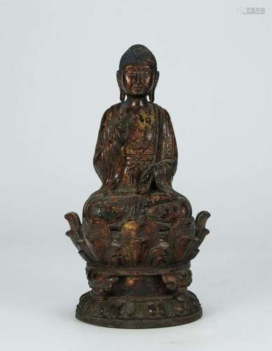 ANTIQUE GILT BRONZE FIGUER OF A SAKYAMUNI