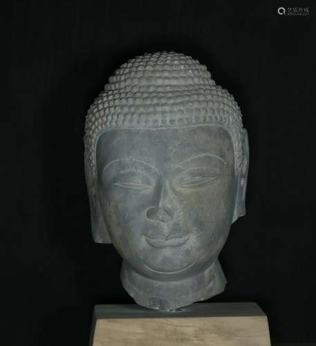 ANTIQUE LIMESTONE CARVING OF A BUDDHA HEAD