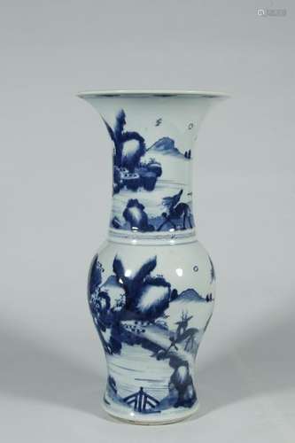 A NICE  BLUE/WHITE VASE. QING PERIOD