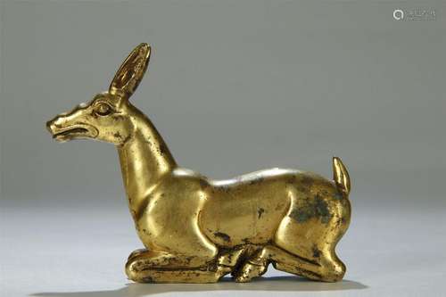 ANTIQUE GILT BRONZE DEER FIGURE