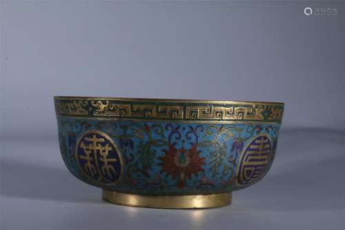 18/19THC GILT BRONZE/ENAMEL CLOISONNE BOWL