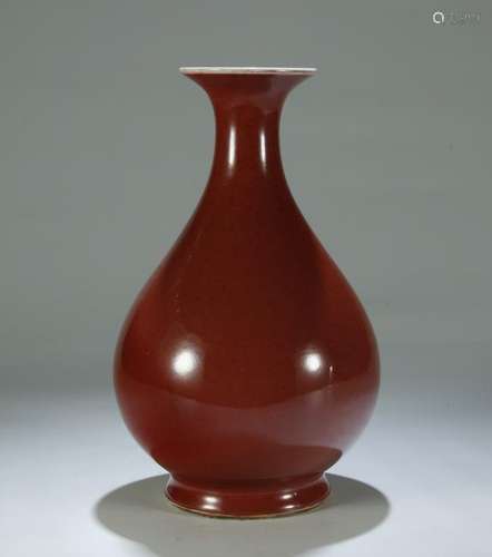 AN OLD COPPER-RED YUHUCHUN VASE