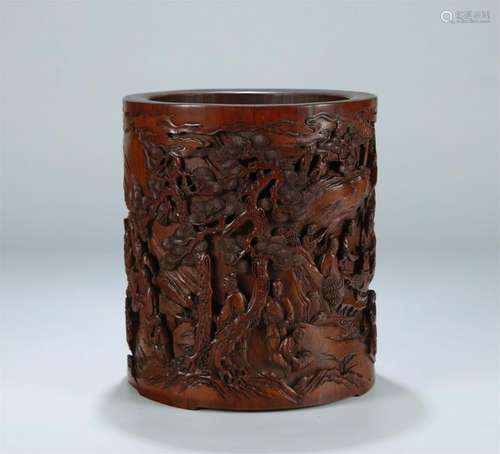 19/20THC DETAIL CARVED BAMBOO BRUSH POT