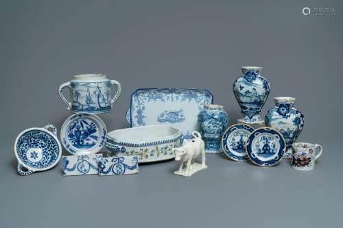 A varied collection of blue and white Dutch Delft and