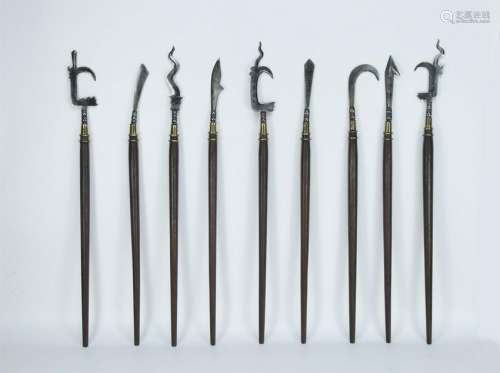 19THC SET OF 9 ANCIENT WEAPONS TIBET