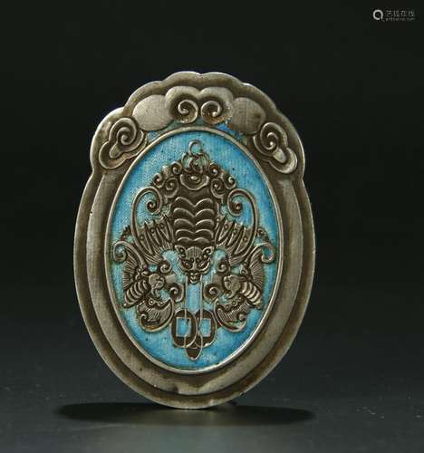 A NICE ENAMEL AND SILVER PENDANT