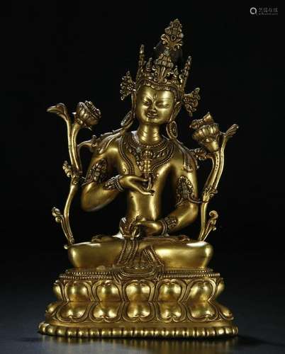 ANTIQUE GILT BRONZE FIGURE OF GURU