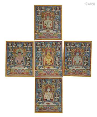 5X HANDPAINTED ON ANIMAL SKIN THANGKAS