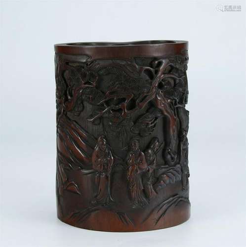 A NICE BAMBOO CARVED BRUSH POT