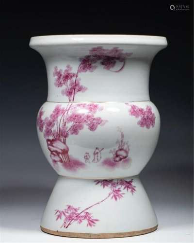 CHINESE PORCELAIN RED GLAZE FLOWER WATER POT
