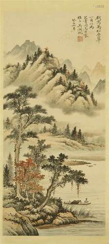 CHINESE SCROLL PAINTING OF MOUNTAIN VIEWS