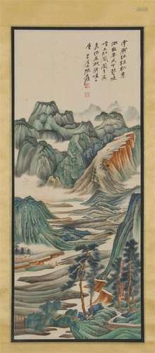 CHINESE SCROLL PAINTING OF MOUNTAIN VIEWS