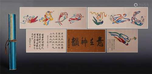 CHINESE HAND SCROLL PAINTING OF FLYING BEAUTY WITH