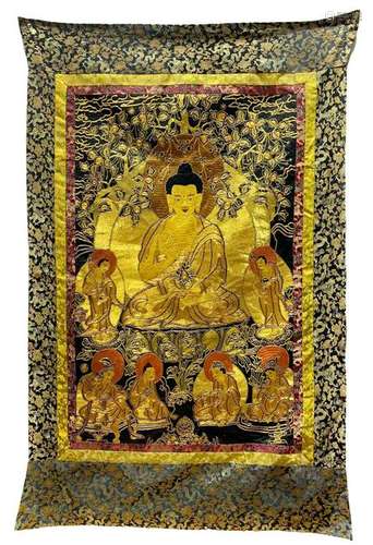 TIBETAN THANGKA OF SEATED BUDDHA