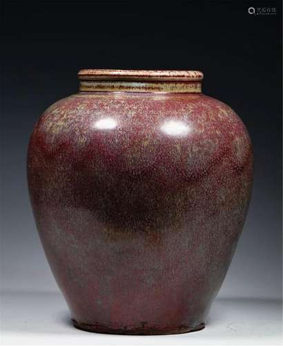 CHINESE PORCELAIN RED GLAZE WATER JAR