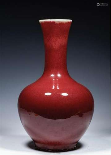 CHINESE PORCELAIN RED GLAZE TIANQIU VASE