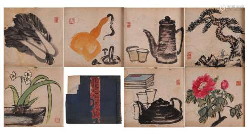 THIRTY-ONE PAGES OF CHINESE SCROLL PAINTING OF FRUIT