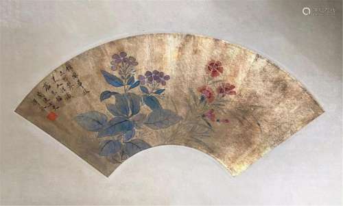 CHINESE FAN PAINTING OF FLOWER