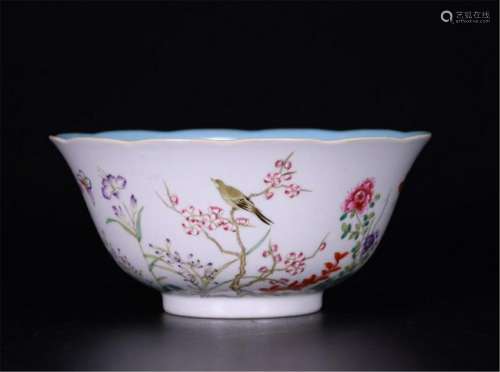 CHINESE PORCELAIN FAMILLE ROSE BUTTERFLY AND FLOWER