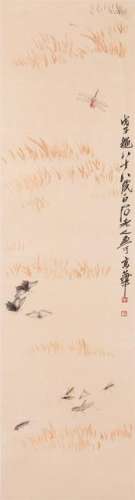 CHINESE SCROLL PAINTING OF INSECT