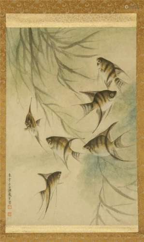 CHINESE SCROLL PAINTING OF FISH