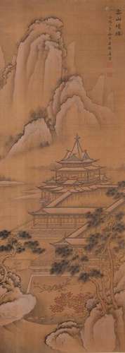 CHINESE SCROLL PAINTING OF MOUNTAIN VIEWS