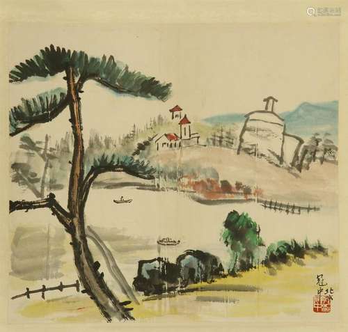 CHINESE SCROLL PAINTING OF LANDSCAPE