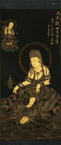 CHINESE SCROLL PAINTING OF SEATED GUANYIN