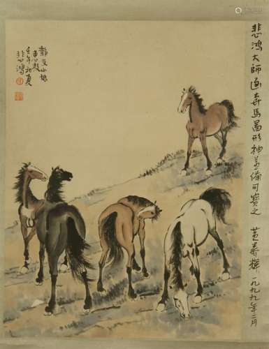 CHINESE SCROLL PAINTING OF HORSE