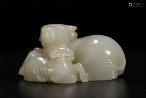 CHINESE GREY JADE OX TABLE ITEM