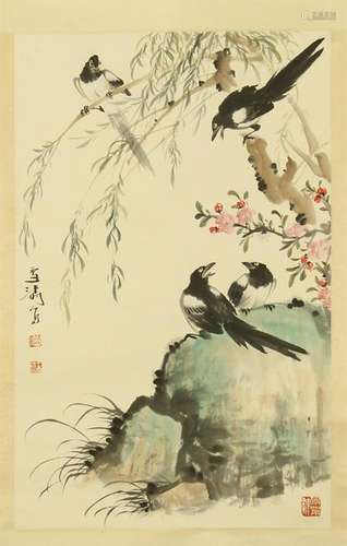 CHINESE SCROLL PAINTING OF BIRD AND FLOWER