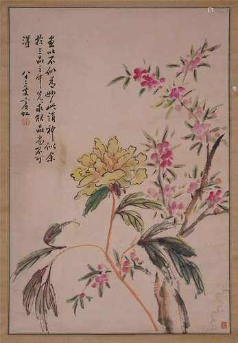 CHINESE SCROLL PAINTING OF FLOWER