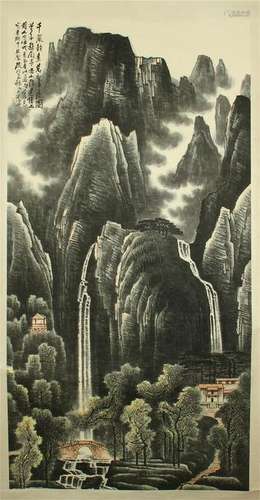 CHINESE SCROLL PAINTING OF MOUNTAIN VIEWS